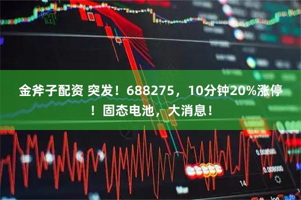 金斧子配资 突发！688275，10分钟20%涨停！固态电池，大消息！